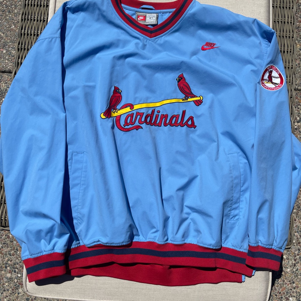 St Louis Cardinals; XXL; baby BLUE pull over jacket